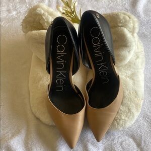 Calvin Klein Black and Tan Heels